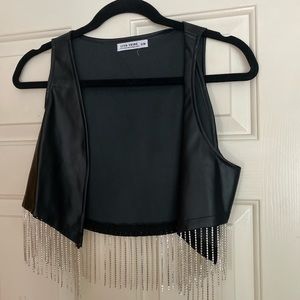 [vegan] LEATHER & RHINESTONE VEST